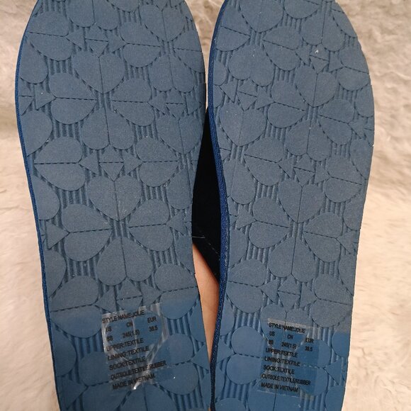 Kate Spade Blue velvet Slipper “Jolie” Winter Penguins rhinestone 8B - Picture 5 of 6